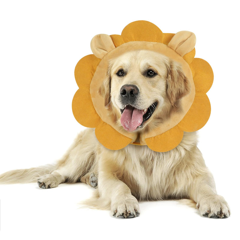 IEUUMLER Inflatable Recovery Dog Collar, Protective Donut Cone, Adjustable Soft Collar for Dog and Cat After Surgery Prevent from Biting & Scratching EU002 - Brown Lion XL XL (Neck:18"-23" - PawsPlanet Australia