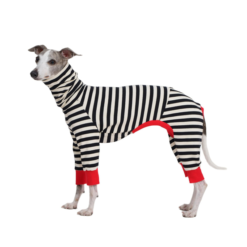 Italian Greyhound Onesie Clothes, Turtleneck Striped Shirt for Whippets Puppy, Light and Thin Shirt for Spring and Summer (Small) Small - PawsPlanet Australia