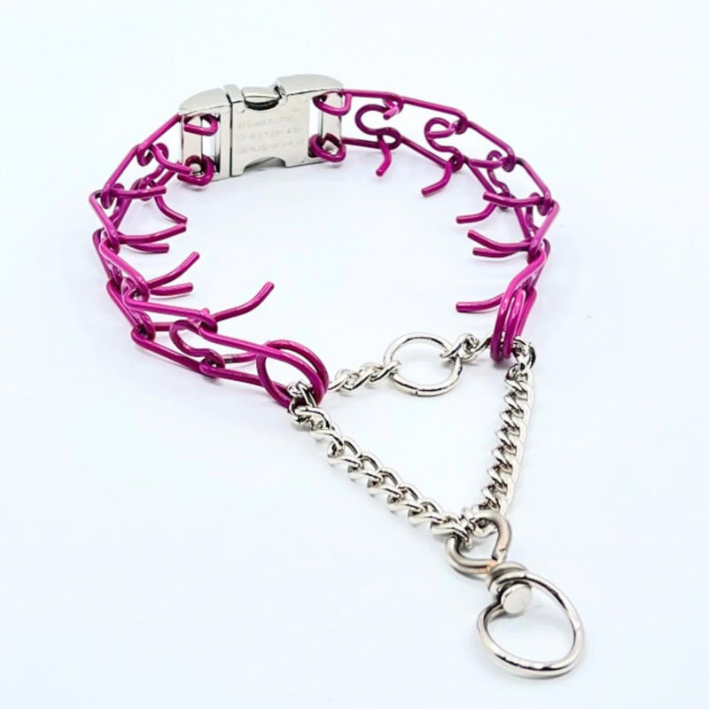 Buckle 2.25mm Stainless Dog Training Collar for Large Breeds | 16” Prong Collar for Dogs 26lbs & Up | No-Pull Collar | Behavior Aid | Fuchsia Pink - PawsPlanet Australia