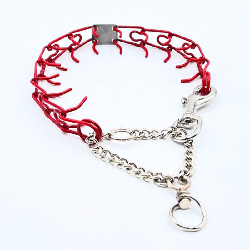 Clasp 2.25mm Stainless Dog Training Collar for Large Breeds | 16” Prong Collar for Dogs 26lbs & Up | No-Pull Collar | Behavior Aid | Fire Engine Red - PawsPlanet Australia