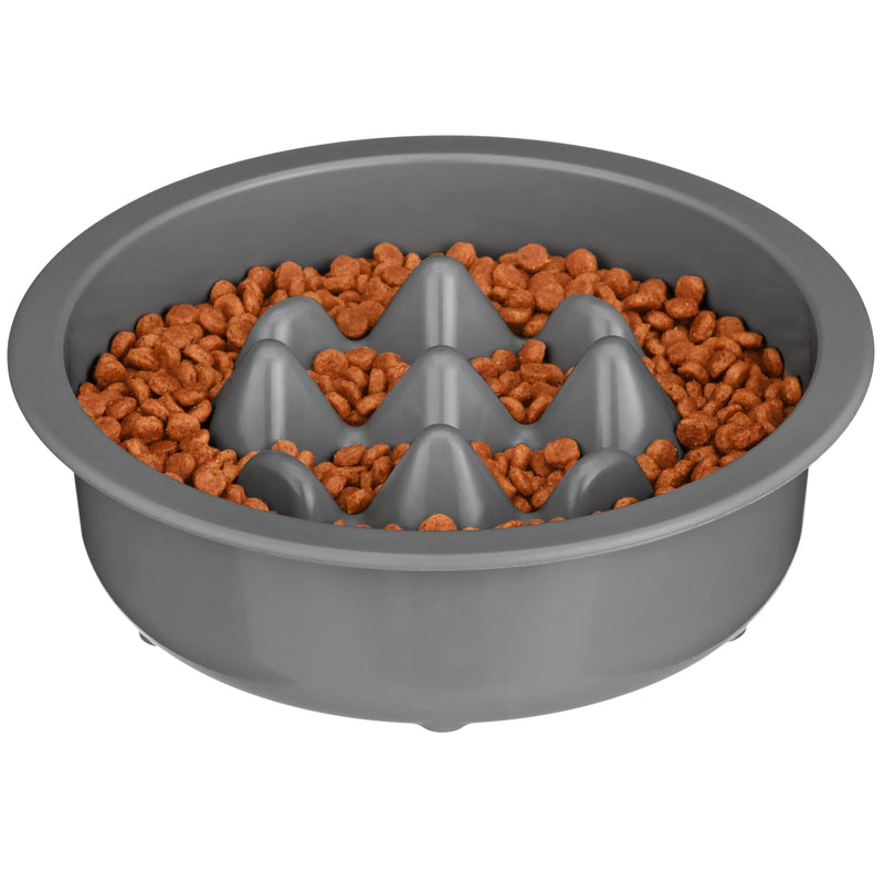 The Niner Slow Feed Bowl - Raised Peaks Slow Down Pets Eating - Fits Elevated Feeders Including Neater Feeder Large Sizes - Gentle on Teeth and Gums - Holds up to 2 Cups (Gunmetal Grey) Gunmetal Grey - PawsPlanet Australia