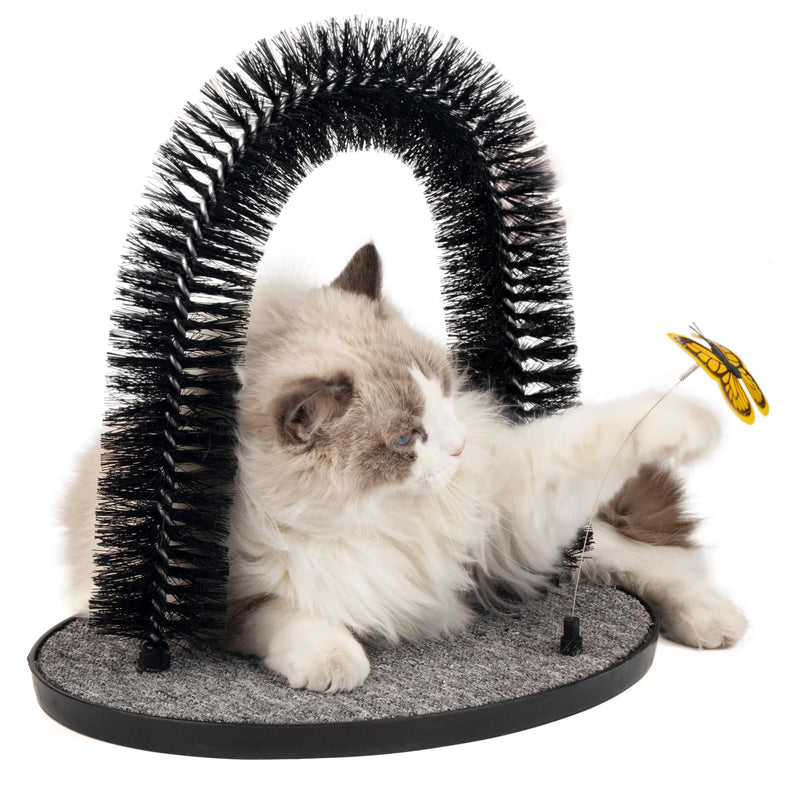 PetPrime Cat Arch Groomer Self Grooming Cat Back Scratcher Cat Brush Arch Massager Self Groomer Cat Brush Self Cleaning Cat Scratcher Brush Upgraded Version with Interactive Butterfly for Indoor Cats Upgraded Version - Cat Self Groomer with Butterfly - PawsPlanet Australia