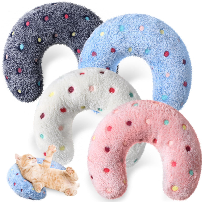 Sweetude 4 Pcs Pillows for Cats Puppy Bed Soft Fluffy Pet Calming Toy Half Donut U Shaped Pet Neck Pillow Training Toy Joint Relief Cervical Protection(Polka Dot,Medium) Polka Dots Medium - PawsPlanet Australia