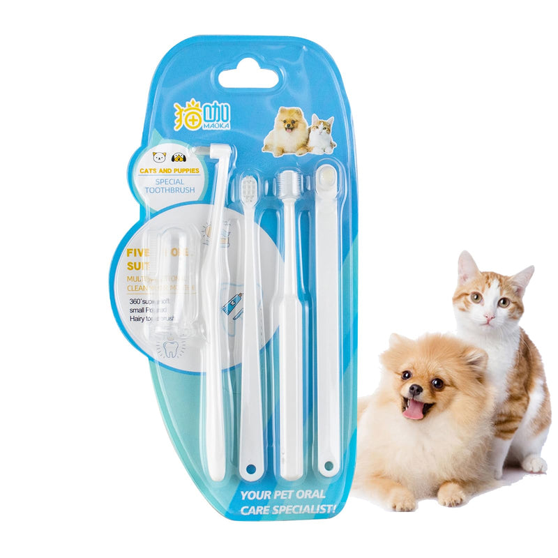 Dog Toothbrush Brushing Kit, Cat Tooth brushing Kit, Suitable for All Cats and Dogs Dental Care. White, Soft Bristles, Pet Toothbrush Kit Meets All Cleaning Needs, Multi-Functional Dental Cleaning - PawsPlanet Australia