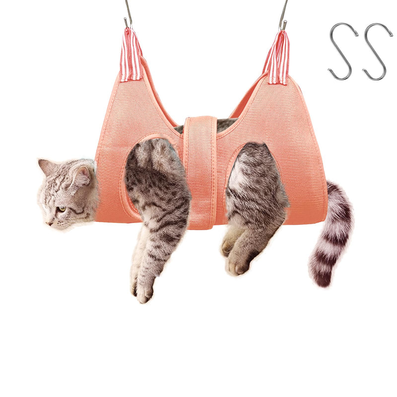 Cat and Dog Grooming Hammock with Safety Belt for Nail Clipping、Grooming,Cat Bathing Bag for cat Nail Trimming,Cat Claw Care Bag, Dog Grooming Harness（S,Be Sure to Check The Size Chart） S Pink - PawsPlanet Australia