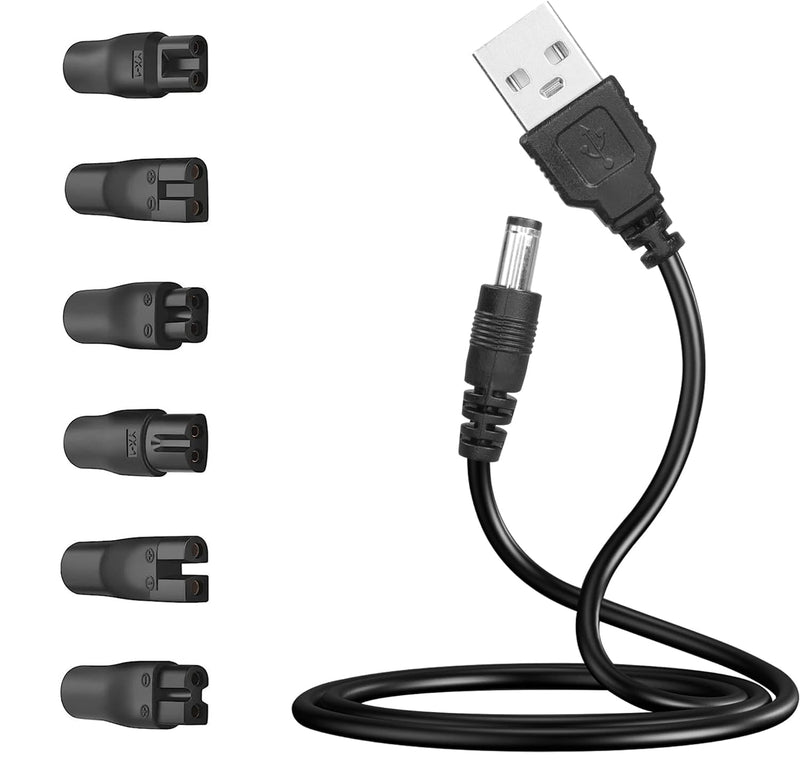 3.7V - 5V Universal Replacement Charger USB for Various Brands Electric Dog Clippers, Electric Shavers, Electric Hairdressers, Hair Clippers, Razor, with 6 Adapter Plug - PawsPlanet Australia