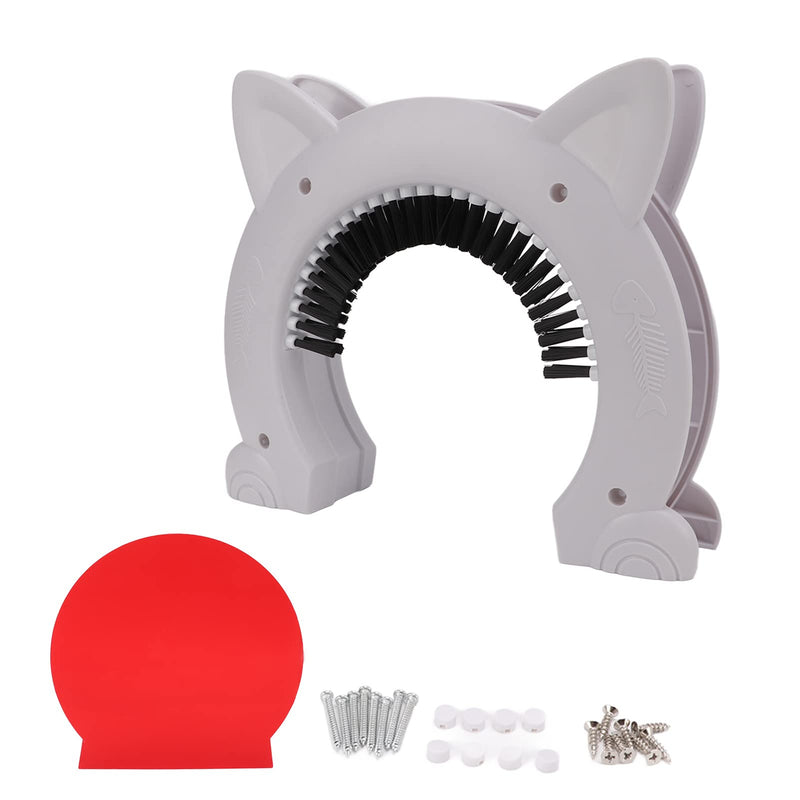 Stainless Steel Large Pet Cat Pass with Grooming Brush for White Cats - Interior Door with Needle