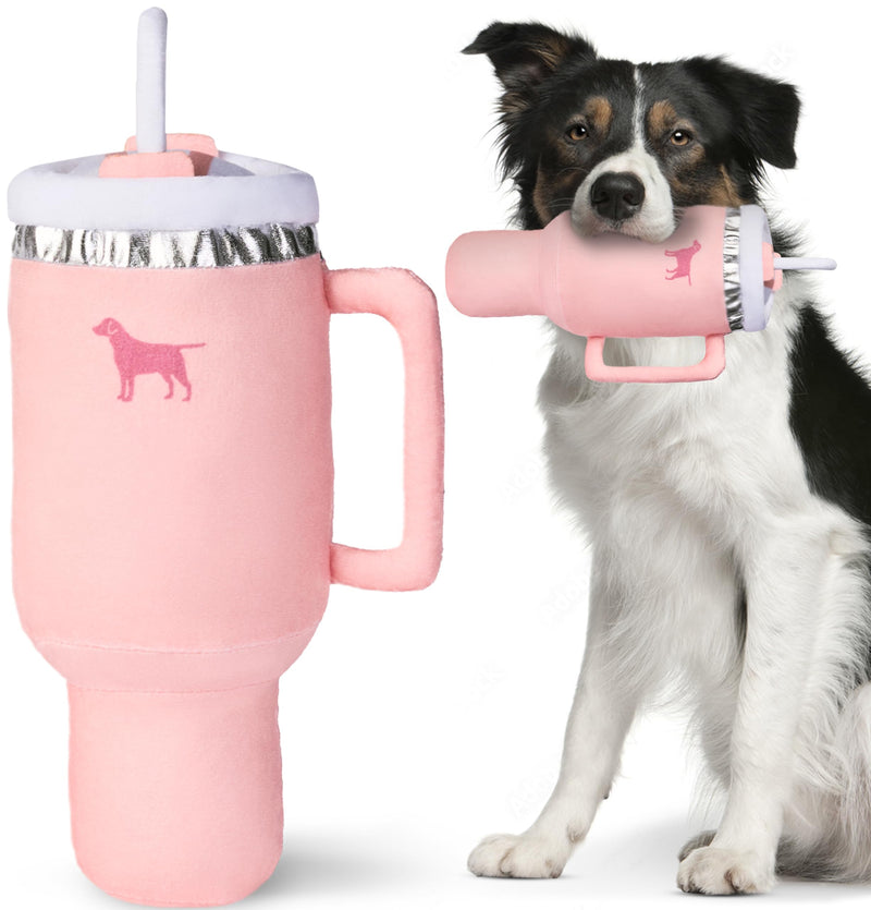 Pup Cup Tumbler – Plush and Squeaky Funny Dog Toys, Perfect Cup Toy for Small, Medium, and Large Dogs, and Coolest Presents for Puppy Birthdays (Pink Peach Dust) Pink Peach Dust - PawsPlanet Australia