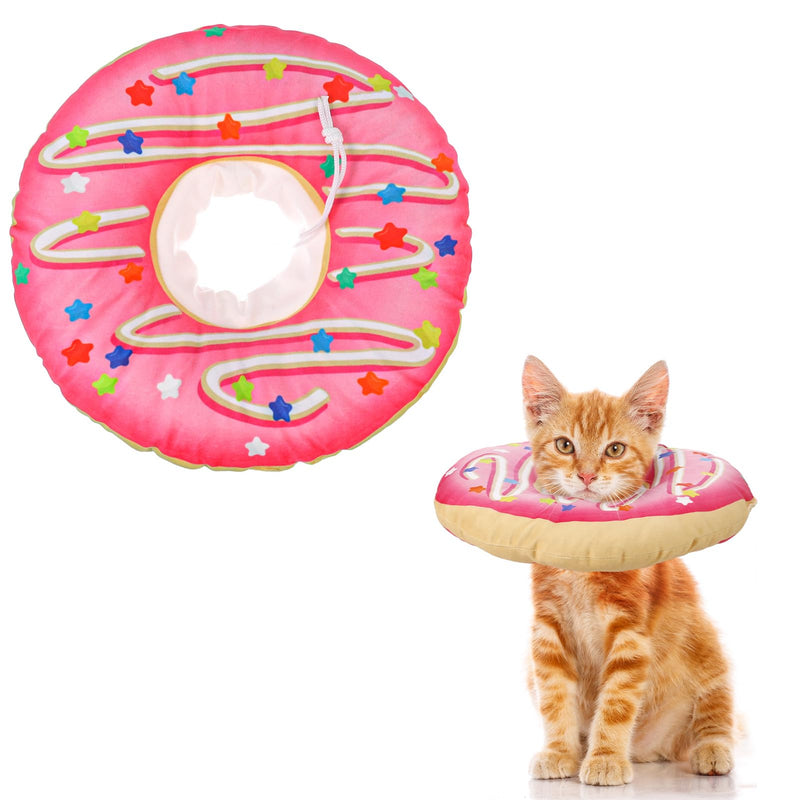 Cat Cone Collar Soft, Cute Cat Donut Collar Adjustable Cat Recovery Collar Comfortable Elizabethan Cones to Stop Licking Anti-Bite Neck Cone for Cats Kittens Small Dogs After Surgery S Pink - PawsPlanet Australia