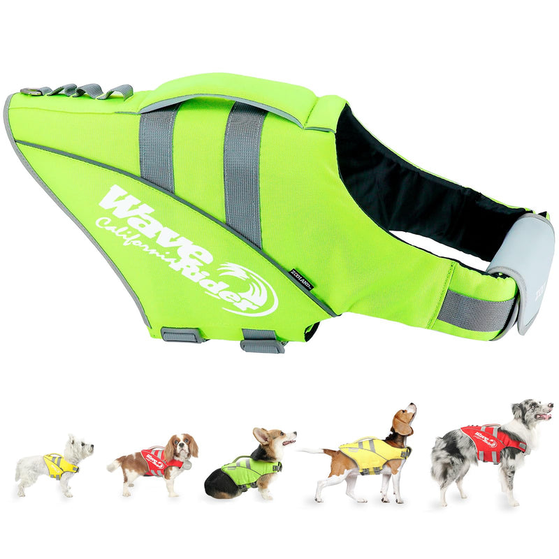 Zooland Dog Life Jacket with Reflective Stripes, Adjustable High Visibility Dog Life Vest Ripstop Dog Lifesaver Pet Life Preserver with High Flotation Swimsuit for Medium Dogs Large Light Green - PawsPlanet Australia