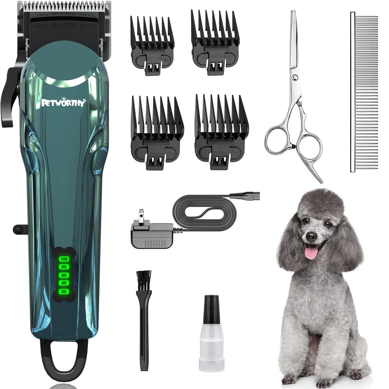 Quiet Dog Grooming Kit - 2000mAh Dog Clippers for Grooming Dog Grooming Clippers for Heavy Thick Hair Coats Waterproof Rechargeable Cordless Clippers Safe and Easy to Clean Home Pet Grooming Plating Blue - PawsPlanet Australia