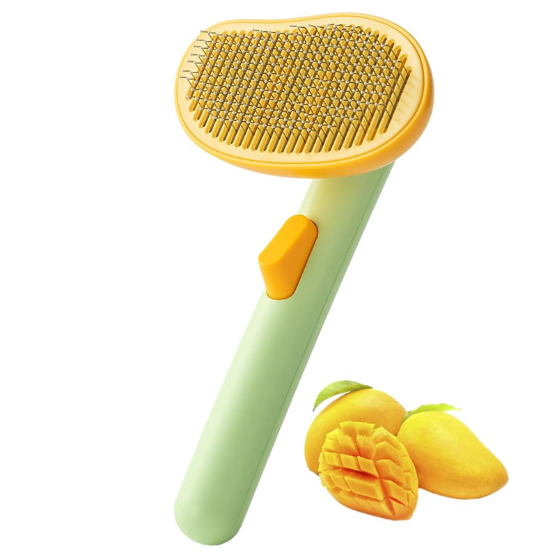 Self-Cleaning Dog & Cat Slicker Brush, Skin Friendly Deshedding Grooming Tool for Long or Short Haired Dogs Cats Rabbits, Dog Shedding Brush with Release Button - Mango Light Mango - PawsPlanet Australia