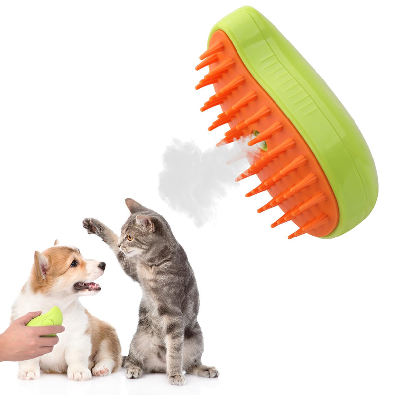 Steamy pet brush 4-in-1, Cat Steam BrushSelf-Cleaning Grooming Tool, Efficient Massage, Hair Removal, Tangle-Free Care for Cats and Dogs (Green) Green - PawsPlanet Australia
