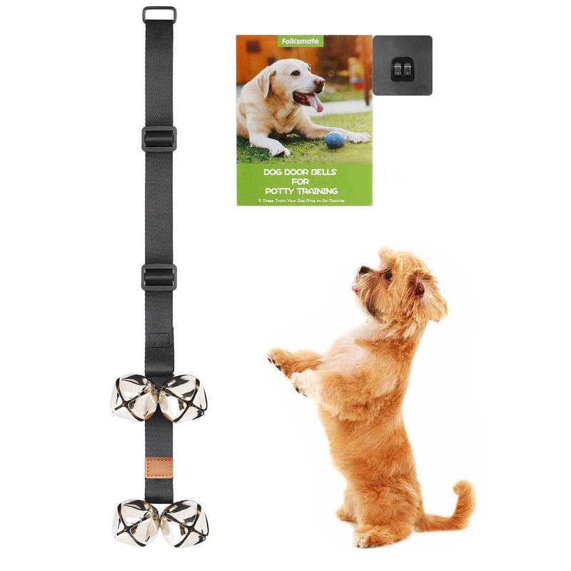 FOLKSMATE Dog Doorbells for Potty Training, Buckle Adjustable Puppy Dog Door Bells with Extra Loud Bells for Dogs Training, Housebreaking, Door Knob, Ring to Go Outside Puppy Pet Supplies Black One Dog Bell New/Black - PawsPlanet Australia