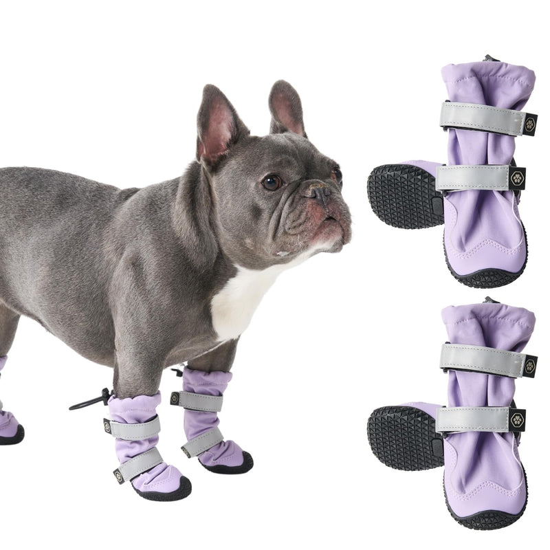 Spark Paws Water-Resistant Dog Boots for Medium Large Dogs, Anti-Slip Dog Shoe Booties Paw Protector for Rain Snow Hiking Reflective Straps 4PCS - Lilac, B B: 2.0"W | 23-33lbs - PawsPlanet Australia