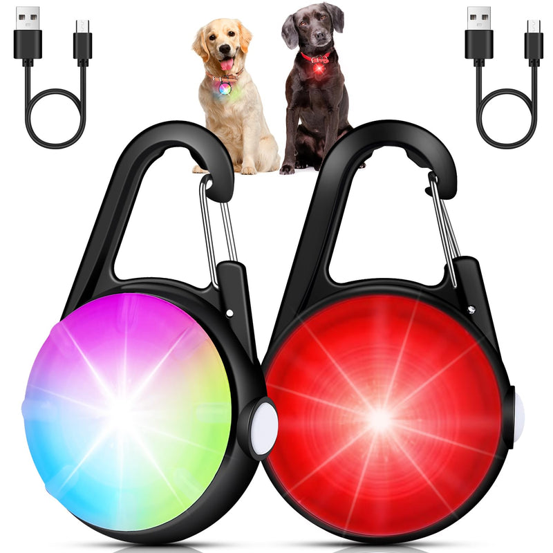 2 Pack Dog Collar Light, Rechargeable Dog Lights for Night Walking Clip On, 4 Modes Waterproof LED Collar Charm for Nighttime Running, Cycling, Pet Camping Essentials (Black) Matte Black - PawsPlanet Australia