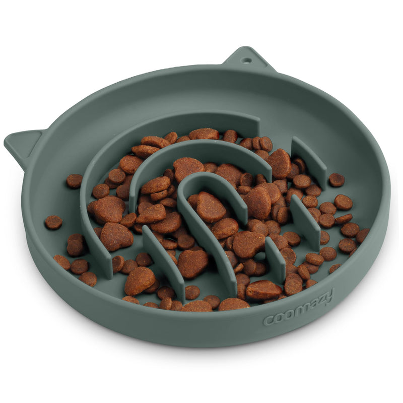 Coomazy Silicone Slow Feeder Dog Cat Bowls, Interactive Puzzle Toy for Pets Food Training, Keeps Dogs Cats Busy, Prevents Puppy Kitty Overeating (Dark Green, Medium: 1.4Cup) Dark Green - PawsPlanet Australia