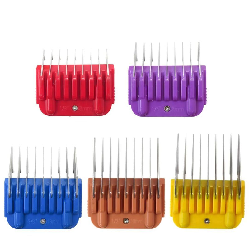 5 Pcs Stainless Steel Pet Clipper Guide Comb Kit for Andis Oster A5 Wahl KM10 Series Clipper Detachable Blade