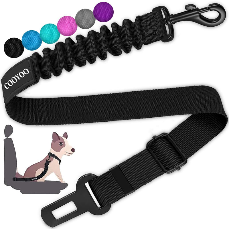 COOYOO Dog Seat Belt,Retractable Dog Car Harness Seat Belt for Car Adjustable Nylon Pet Safety Seat Belts Heavy Duty & Elastic Bungee Buffer 01-Black - PawsPlanet Australia