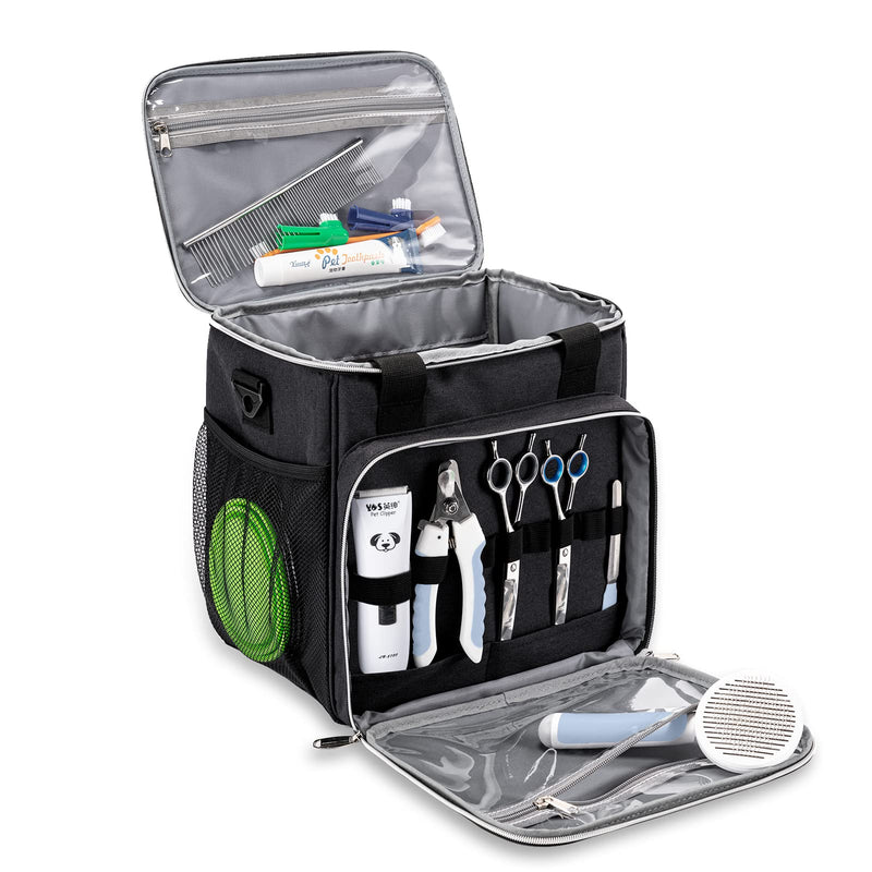 Pet Grooming Bag, Dog Grooming Supplies Organizer Tote Bag, Perfect for Pet Grooming Tool Kit Accessories-Black Black - PawsPlanet Australia