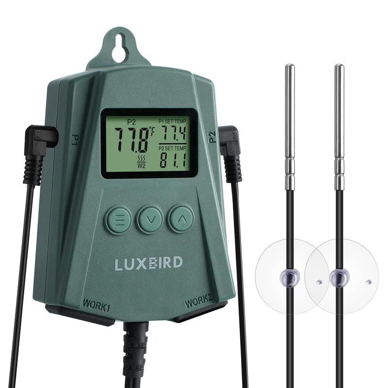 LUXBIRD Reptile Thermostat Controller (250w Per Outlet), Digital Thermostat for Turtles, Lizards, Frogs, and Other Reptiles - PawsPlanet Australia