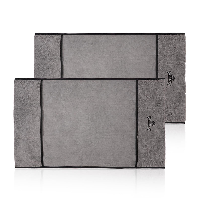 Microfiber Dog Towels Set Absorbent: 2 Pack Quick Dry Large Dog Towel for Drying Dogs - Super Soft Pet Bath Grooming Towels for Cat Dogs Mobile Groomers(24 * 40 inch, Grey) 24*40 inch - PawsPlanet Australia