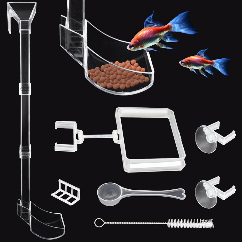 Shrimp Feeding Tube and Dish Set Aquarium Fish Feeder Tube Clear Shrimp Feeder Fish Tank Feeding Supplies with Feeding Ring Cleaning Brush for Fish Tank Aquarium - Prevent Food Scattering - PawsPlanet Australia