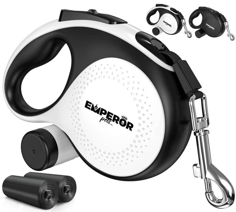Emperor Pets 26 ft Retractable Dog Leash For Large Dogs - Up to 110lbs, Dog Leashes for Medium Dogs, Large Dog Leash Heavy Duty Dog Leash Retractable 26 ft, Dog Leashes for Large Breed Dogs -Aura BW26 26 ft. (8m) White - PawsPlanet Australia