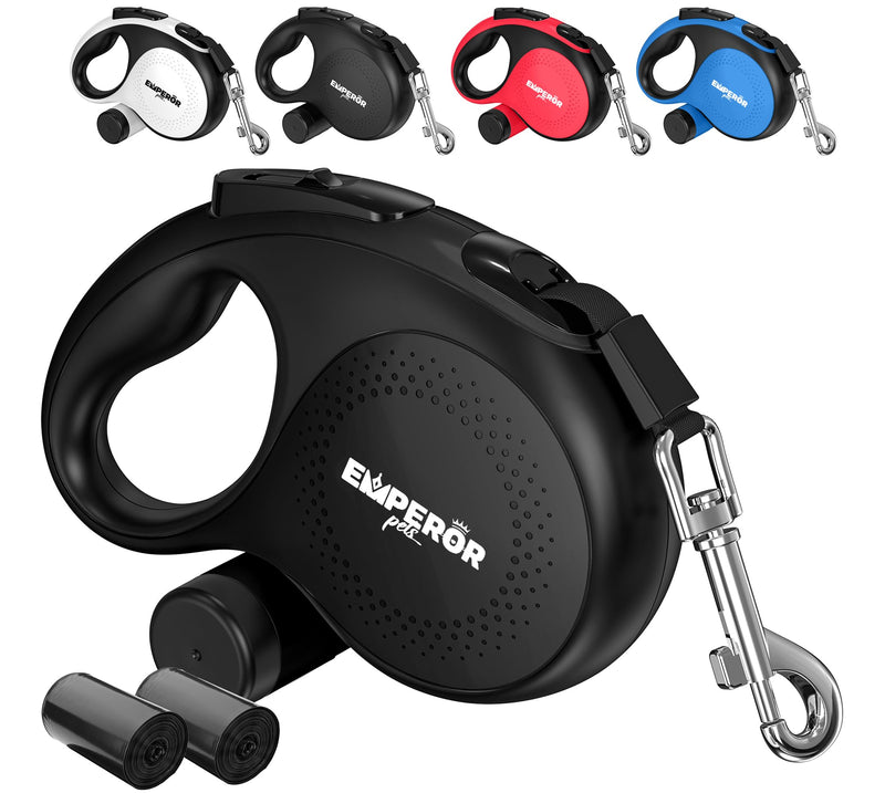 Emperor Pets 26 ft Retractable Dog Leash Black - Heavy Duty Retractable Pet Leash with Anti-Slip Grip for Medium to Large Dogs up to 110 lbs -Aura BB26 26 ft (8m) - PawsPlanet Australia