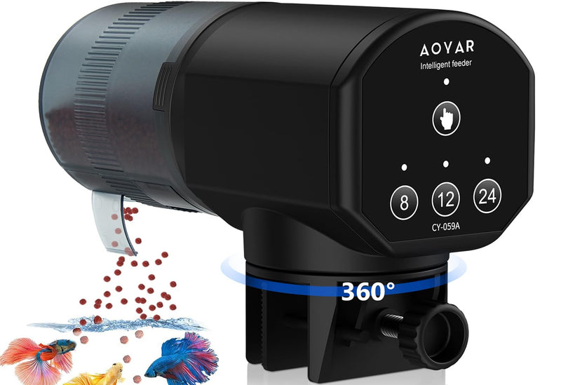 Automatic Fish Feeder Dispenser for Aquarium: 200ml Large Capacity Auto Feeders for Small Tank Turtle Betta Koi - Battery Food Feeding Timer for Flakes Pellet Vacation Weekend Day Battery Powered Design - PawsPlanet Australia