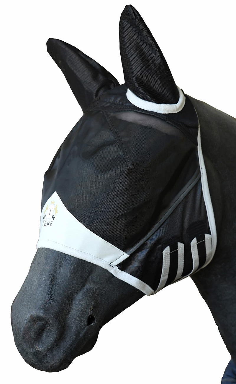 T TEKE Fine Mesh Horse Fly Mask w/Ears, UV Blocking 3D Eye Visor with Extra Fleece Cushioned Forehead, Protection from Insect Pests - PawsPlanet Australia