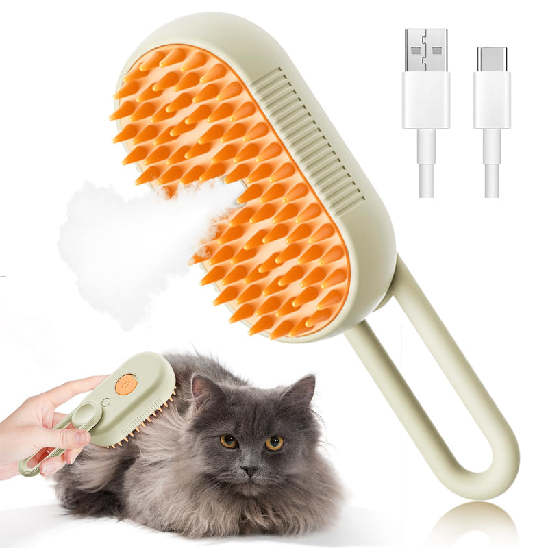 3 In 1 Pet Brush with Steam for Removing Tangled Hair from Dogs and Cats (Khaki) Khaki - PawsPlanet Australia