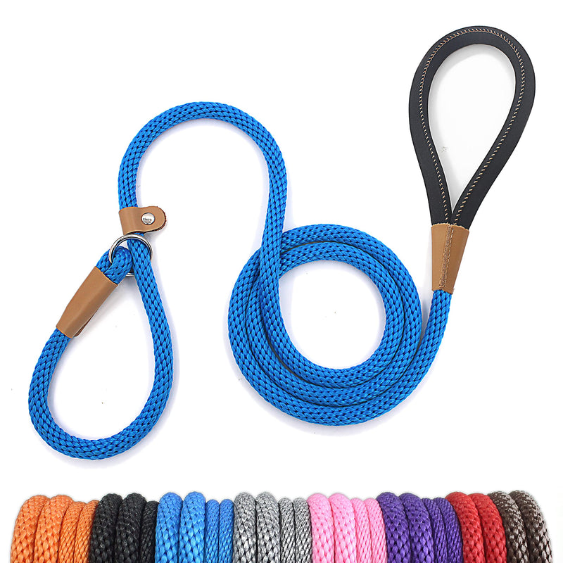 lynxking 8 FT Dog Leash Slip Lead 2 Pack Strong Heavy Duty Braided Dog Training Leash No Pull Training Lead Leashes for Medium Large and Small Dogs Blue 2PCS Slip Lead-1/2in x 8ft Large - PawsPlanet Australia