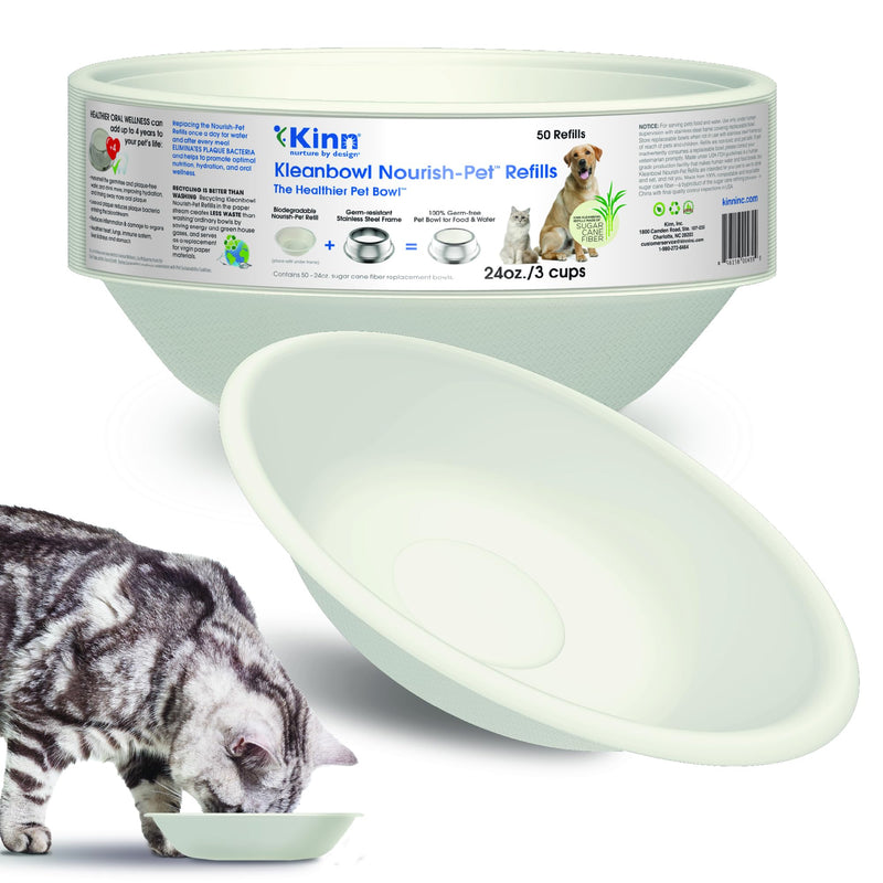 Kinn Whisker Fatigue Cat Bowl Compostable & Disposable for Food or Water, 24oz (50 Refills), Whisker Friendly Cat Dish for Owners Needing Convenience and Cleanliness in a Pet Saucer 24oz (50 Refills) - PawsPlanet Australia