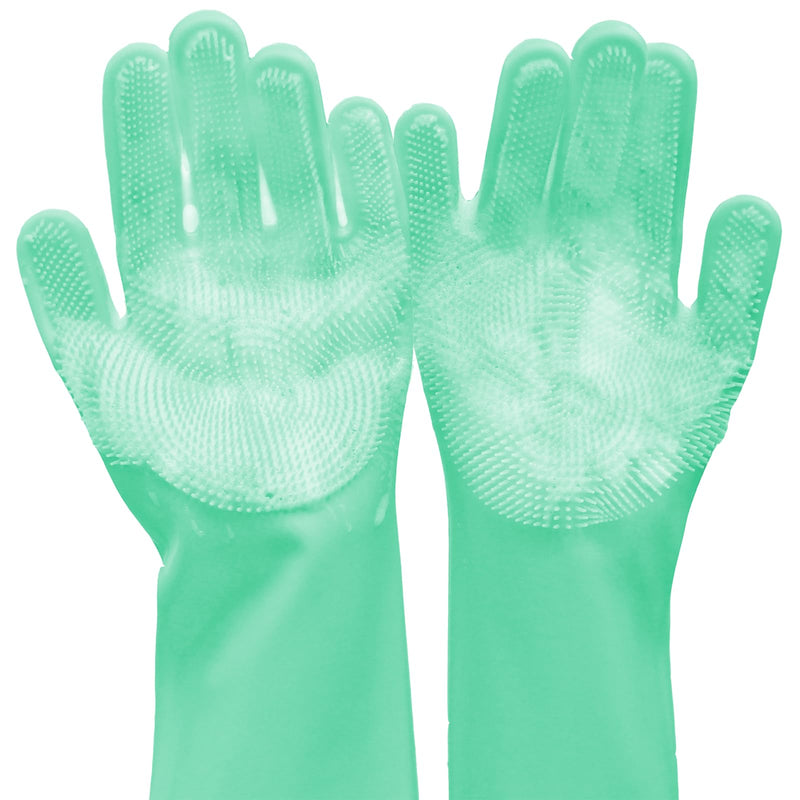 Pet Grooming Gloves, Dog Bathing Gloves with High-Density Teeth, Heat Resistant Silicone Cat Hair Remover with Enhanced Five Finger Design, Bathing and Massaging for Dogs and Cats (Green) Green - PawsPlanet Australia