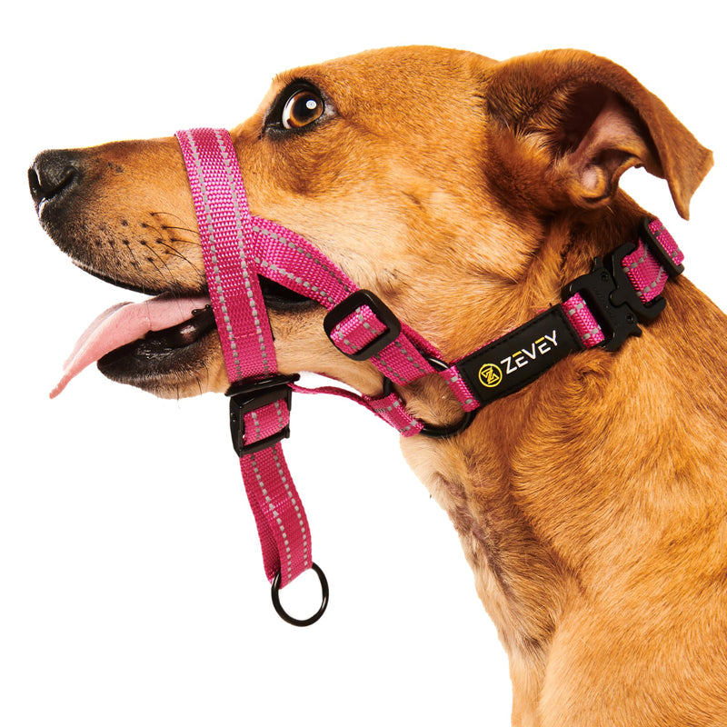 Adjustable Dog Head Halter with Safety Strap, Soft Padded Dog Head Collar for Small Medium Large Dogs, No-Pull Dog Harness for Training and Walking (Medium, Pink) M - PawsPlanet Australia