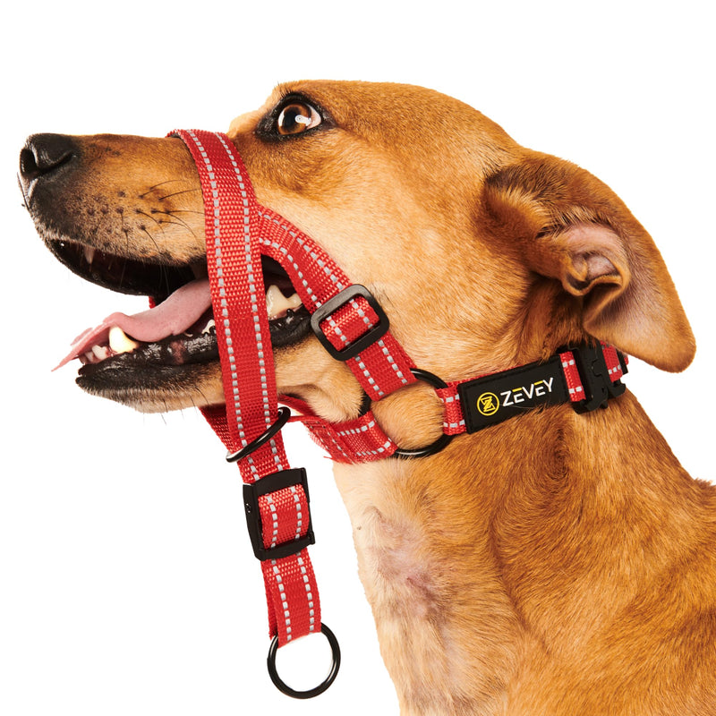 Adjustable Dog Head Halter with Safety Strap, Soft Padded Dog Head Collar for Small Medium Large Dogs, No-Pull Dog Harness for Training and Walking (Small, Red) S - PawsPlanet Australia