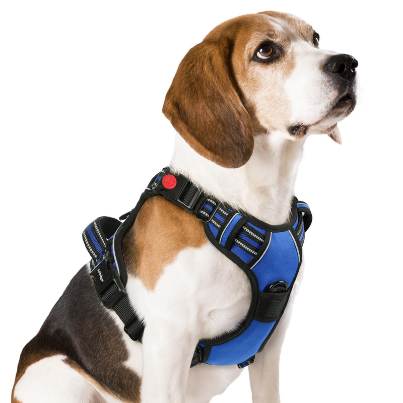 rabbitgoo Dog Harness Medium Sized, No Pull Pet Harness with 3 Buckles, Adjustable Soft Padded Dog Vest with Instant Control Handle, Easy Walking Reflective Pet Vest for Medium Dogs, Blue, M - PawsPlanet Australia