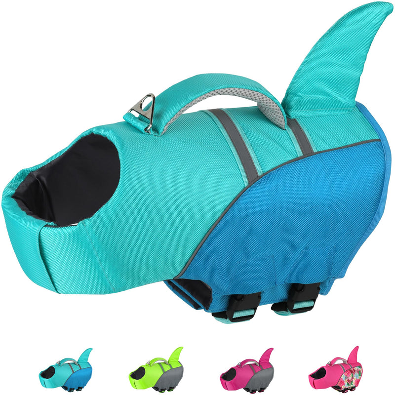Dog Life Jacket High Buoyancy, Cute Shark Dog Life Vest for Swimming Boating with Rescue Handle, Reflective Adjustable Puppy Swim Vest Pet Life Jacket for Small Medium Large Dogs (M) Pool blue - PawsPlanet Australia