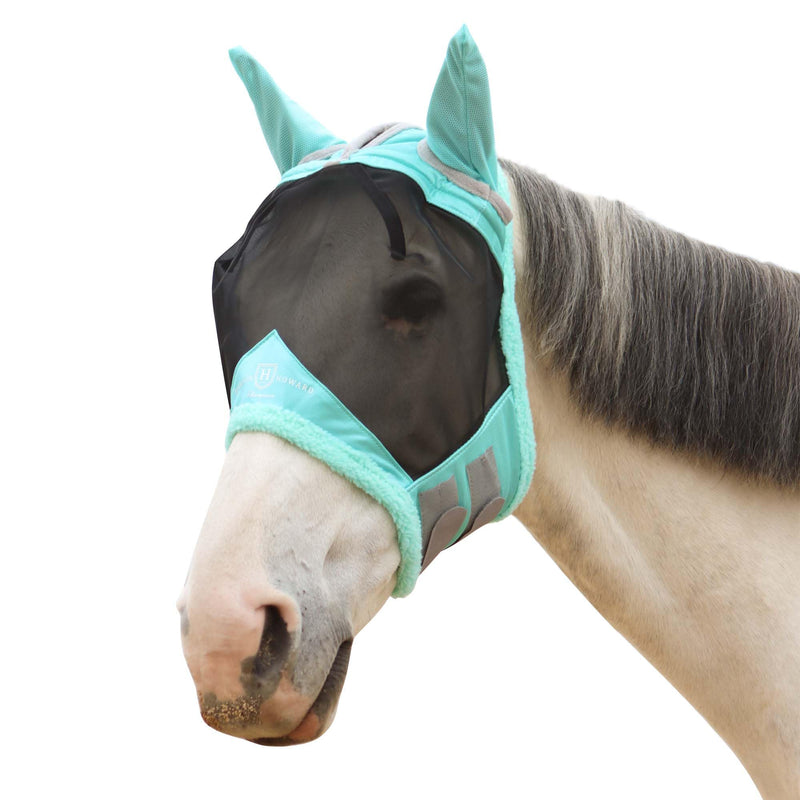 Harrison Howard Horse Fly Mask UV Protective Fine Mesh with Extra Wool Soft Touch on Skin Fly and UV Protection Summer Mint L - PawsPlanet Australia