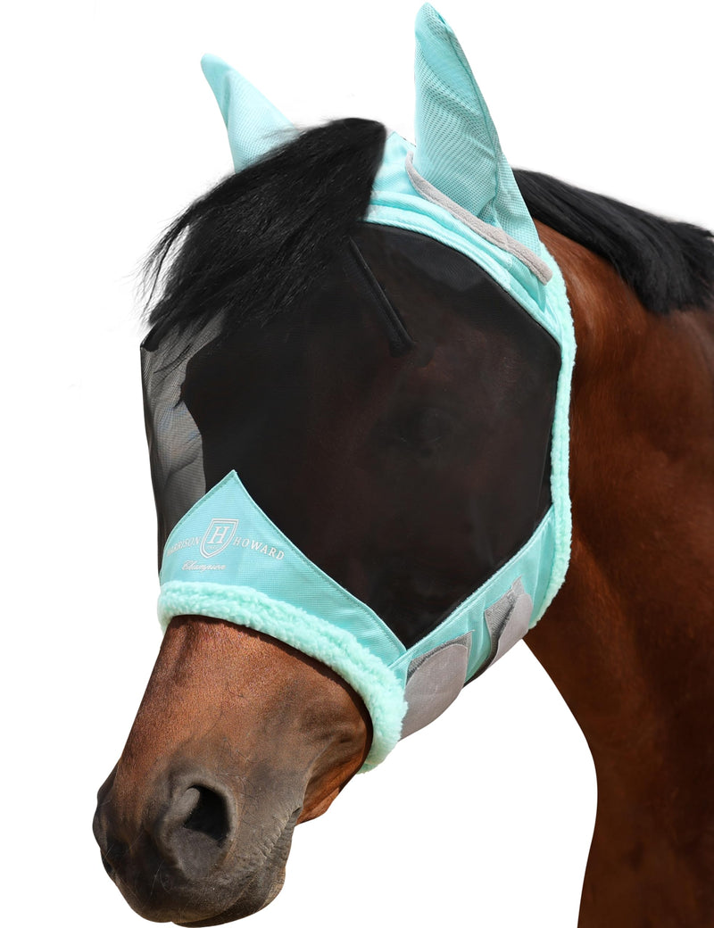 Harrison Howard Horse Fly Mask UV Protective Fine Mesh with Extra Wool Soft Touch on Skin Fly and UV Protection Summer Mint M Medium - PawsPlanet Australia