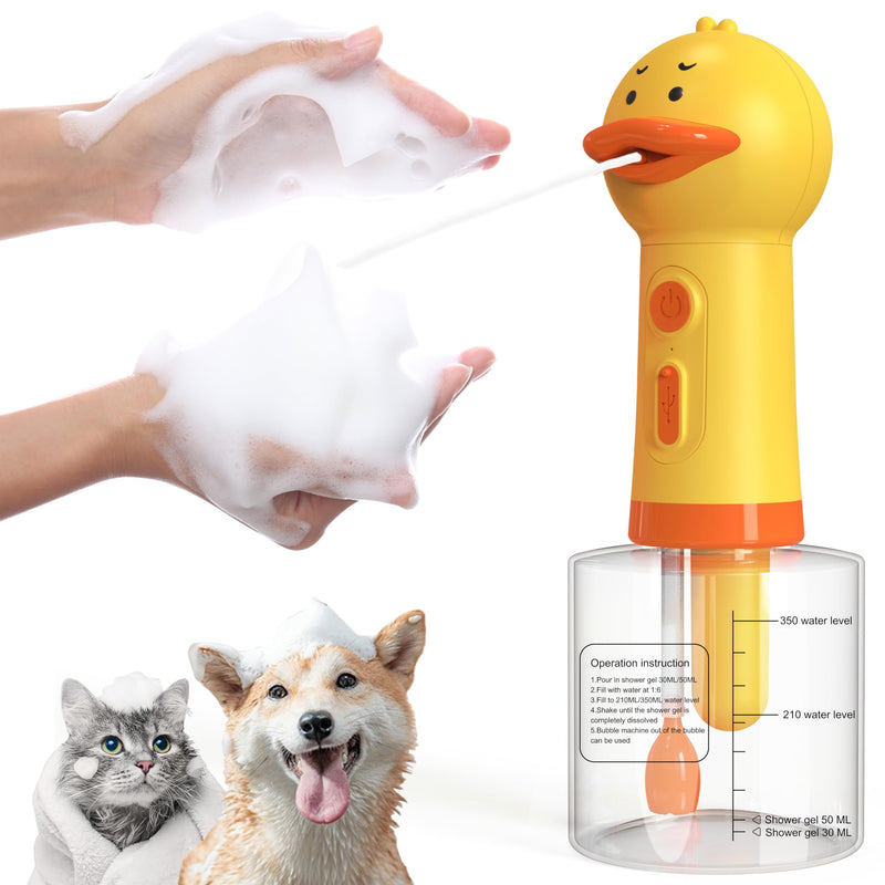 Electric Dog Shampoo Dispenser Dog Shampoo Sprayer Duck Shampoo Foamer for Pet, Foaming Soap Dispenser for Bathtub, Kitchen Sink Cleaning - PawsPlanet Australia