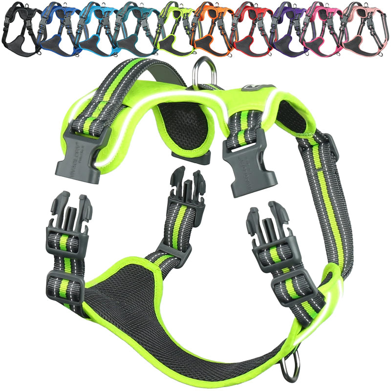 VIVAGLORY Dog Harness Easewalk No Pull Dog Harness with Handle & Front Back Clip for Training Lifting, Easy On Adjustable Padded No Pull for Pet & Puppy, M, Bright Yellow M: 20-29in (Ribcage Girth) - PawsPlanet Australia