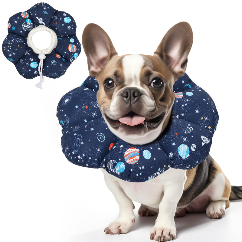 ComSaf Soft Dog Recovery Collar, Protective Adjustable Pet Cone Collar for After Surgery, Comfortable Lightweight Elizabethan Collar for Small Dog Cat Prevent from Licking Wounds, Not Block Vision Planet L (Neck:7.4-12.9 in) - PawsPlanet Australia