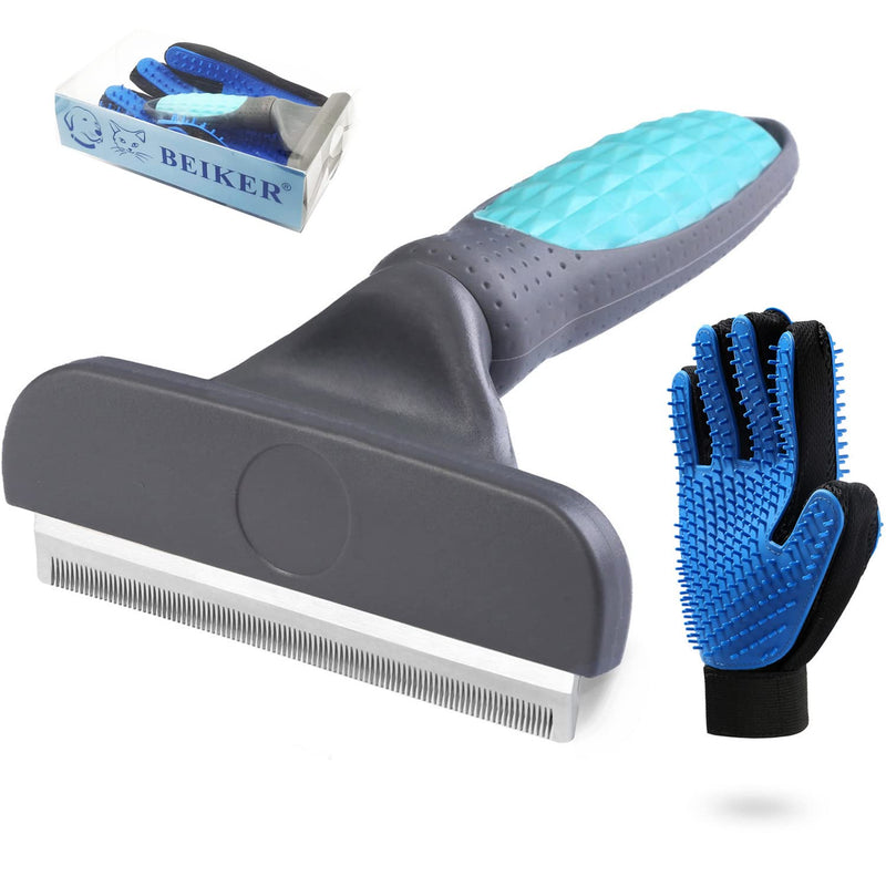 Dog Brush for Shedding Short Haired Dogs, Undercoat Deshedding Tool Set, Gently and Effectively Remove Loose Hair and Reduce Shedding, Includes a Brush and a Double-sided Silicone Glove - PawsPlanet Australia