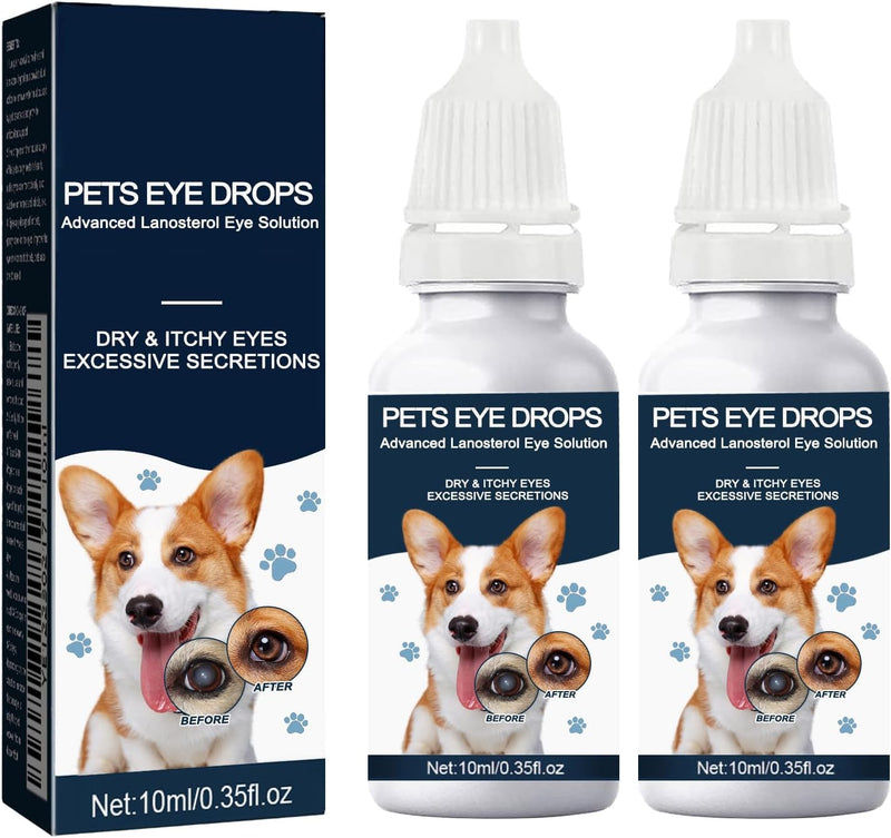 Cataract Drops for Dogs, Dog Eye Drops, Effective Dog Eye Infection Treatment Dog Eye Cleaner Cataract Eye Drops, Improve Vision Clarity, Relieve Red Eyes & Allergy Symptoms(2 x 10 mL) - PawsPlanet Australia