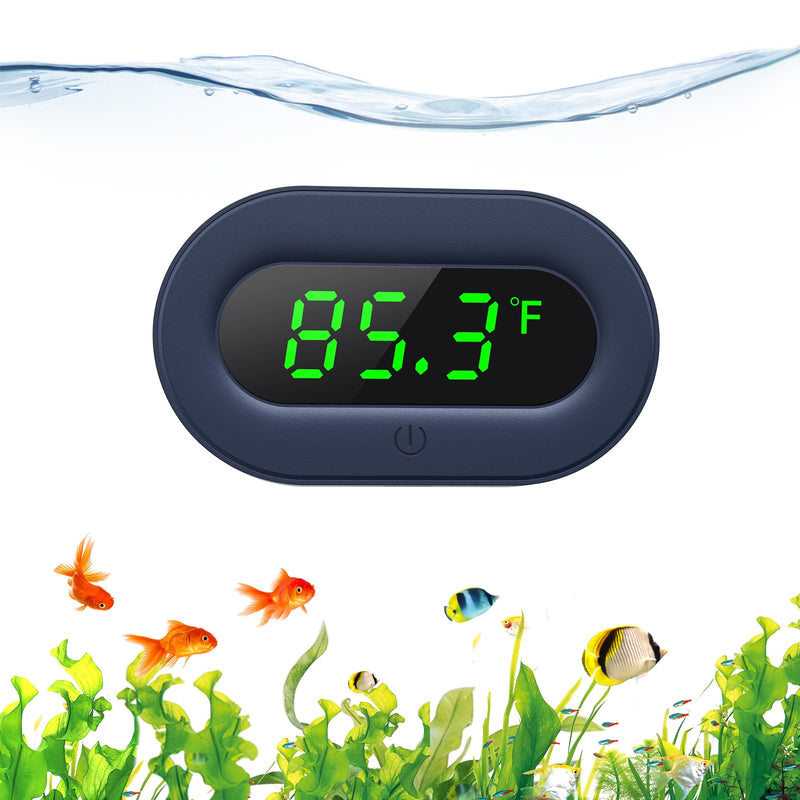 Aquarium Thermometer Digital, LED Display Fish Tank Thermometer Stick On Highly Accurate to ±0.9℉, Wireless Temperature Measurement for Fish, Betta, Aquatic, Replaceable Battery Green Display - PawsPlanet Australia