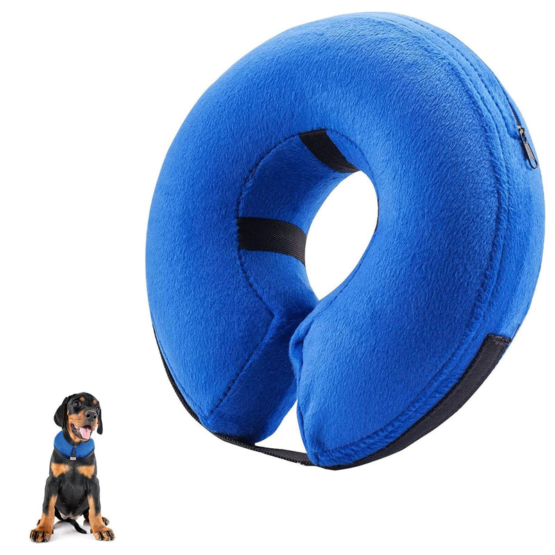 Inflatable Dog Cone for Medium Dog Designed for Comfortable Post-Surgical Recovery Ultra-Soft Comfort Unblocked View No Disruption to Dog's Daily Life Medium[Neck:9"-12"] Blue - PawsPlanet Australia