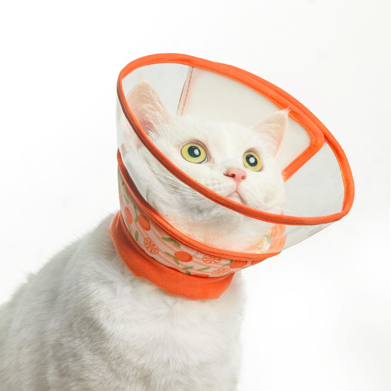 PUPTECK Cat Cone Collar Soft for Neck, Cat Recovery Collar to Stop Licking after Surgery, Adjustable Elizabethan Pet Collar for Small Medium Cats Kittens, Orange, M - PawsPlanet Australia