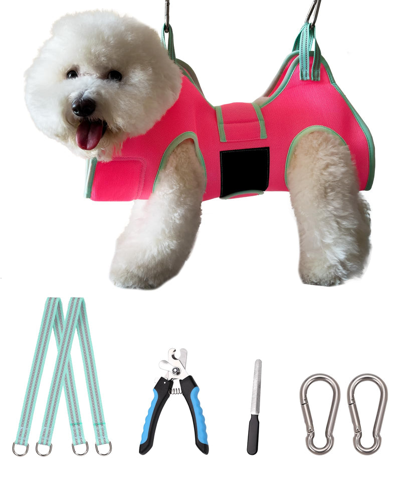 Dog Grooming Hammock,2024 New Barbie Pink Small Dog Hammock for Nail Trim,Dog Hanging Harness for Claw Care,Dog Grooming Sling Holder with Thick Fabric Neck Support Velcro Strap Restraint Small 14-30LB/Pink - PawsPlanet Australia